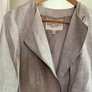 Rachel Gray Asymmetrical Blazer with Diagonal Zipper